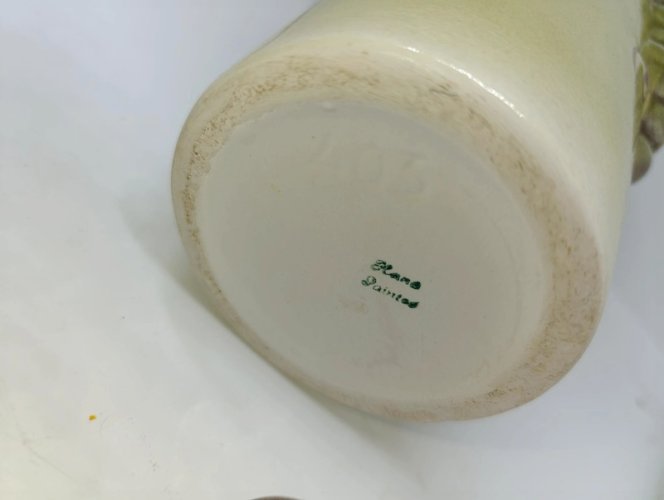 vase vintage à decor fruitier peint main en bon etat