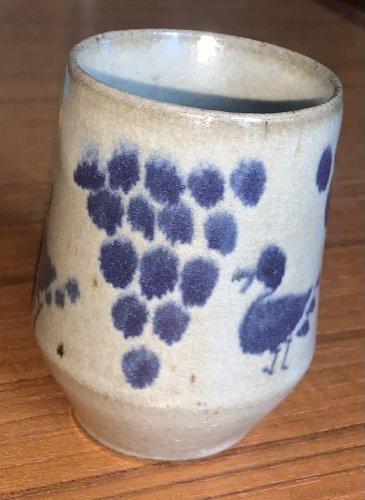 Vase vintage à l'oiseau céramique signé Suzanne Wissa Wassef Egypte