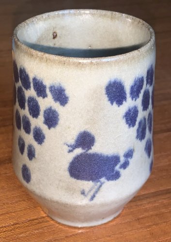 Vase vintage à l'oiseau céramique signé Suzanne Wissa Wassef Egypte