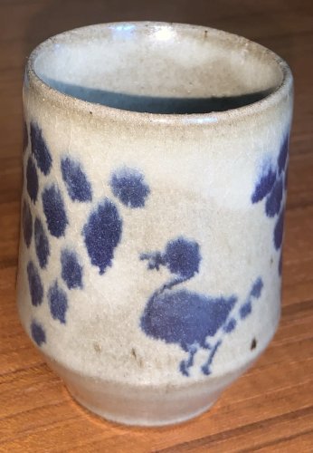 Vase vintage à l'oiseau céramique signé Suzanne Wissa Wassef Egypte