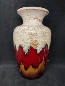 vintage German vase signed Scheurich Keramik with drip decor in good condition