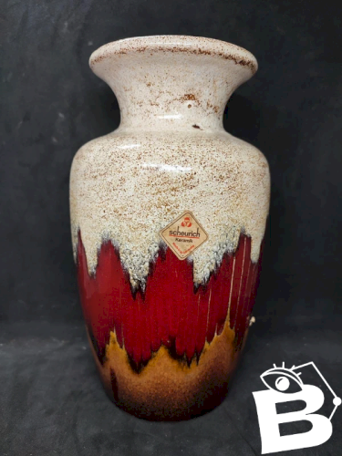 vase vintage allemand signé Scheurich Keramik à decor de coulure en bon etat