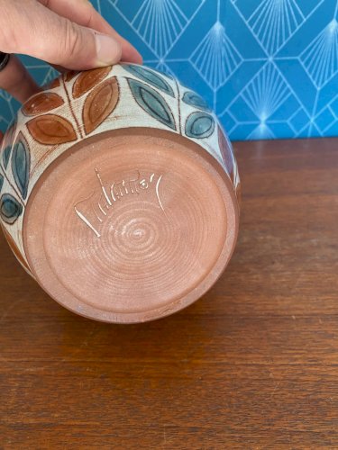 Vase vintage en céramique émaillée et cloisonnée, signé Malarmey. 1950.