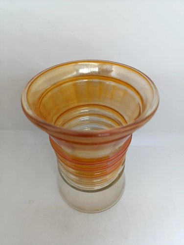 vase vintage en verre de couleur orange marque ADP  en bon etat