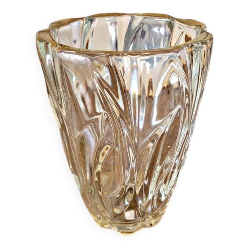 Vase vintage en verre épais torsadé