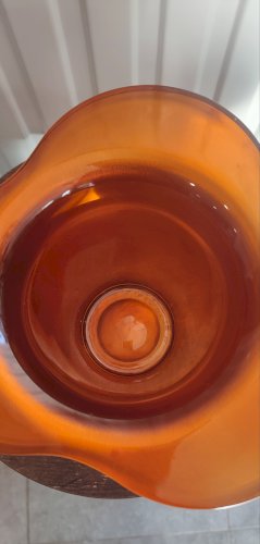 Vase vintage en verre orange irisé design années 70