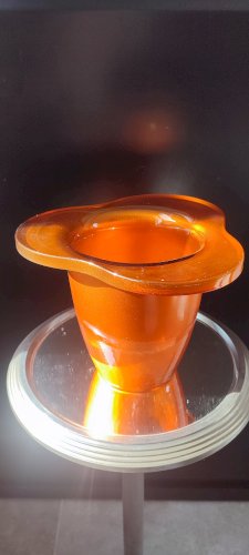 Vase vintage en verre orange irisé design années 70