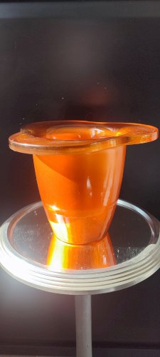 Vase vintage en verre orange irisé design années 70