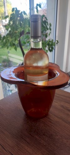 Vase vintage en verre orange irisé design années 70