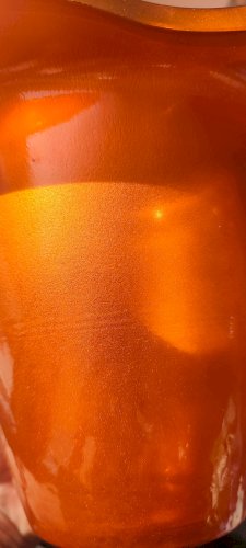 Vase vintage en verre orange irisé design années 70