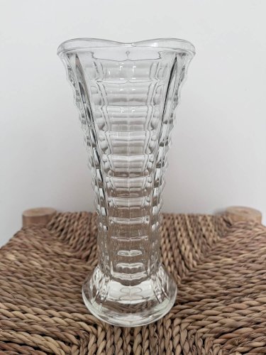 Vase vintage en verre transparent