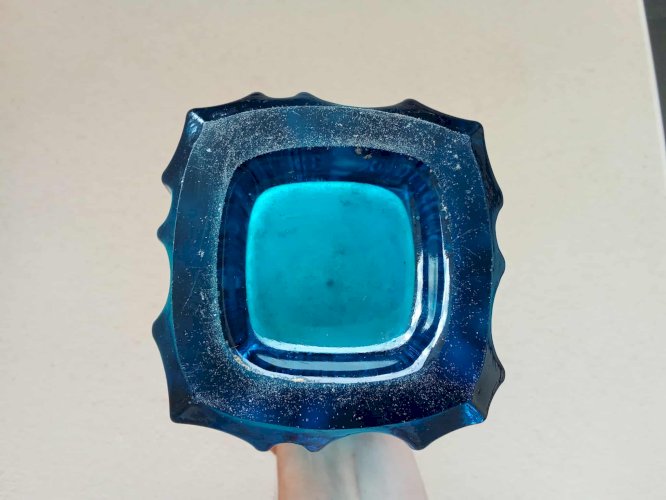 Vase Vintage "Ice Melting" Bleu par Vladislav Urban, Tchécoslovaquie, Milieu XXème Siècle