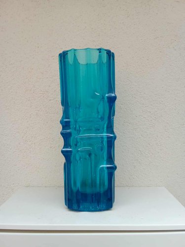 Vase Vintage "Ice Melting" Bleu par Vladislav Urban, Tchécoslovaquie, Milieu XXème Siècle