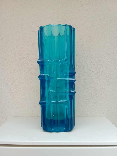 Vase Vintage "Ice Melting" Bleu par Vladislav Urban, Tchécoslovaquie, Milieu XXème Siècle