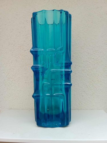 Vase Vintage "Ice Melting" Bleu par Vladislav Urban, Tchécoslovaquie, Milieu XXème Siècle