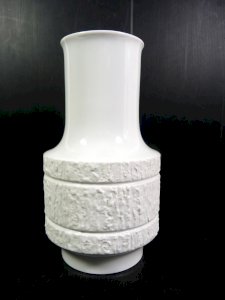 Vintage white porcelain vase Rosenthal signed Thomas Germany H - 19.5 cm