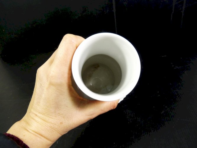 Vase vintage porcelaine blanche Rosenthal signé Thomas Germany H - 19,5 cm