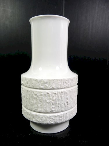 Vase vintage porcelaine blanche Rosenthal signé Thomas Germany H - 19,5 cm