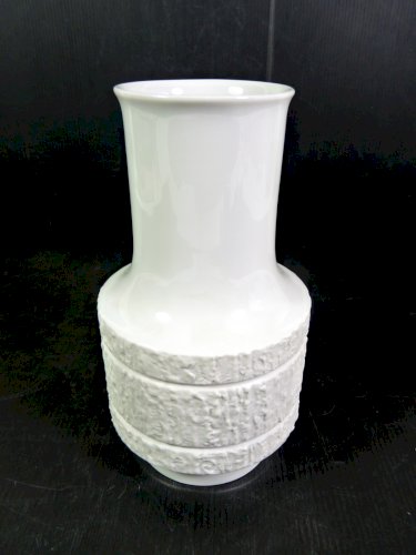 Vase vintage porcelaine blanche Rosenthal signé Thomas Germany H - 19,5 cm