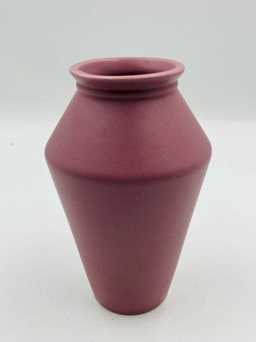 Vase vintage rose poudré mat céramique