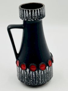 Vase vintage Schlossberg Isle Stéphan noir et rouge