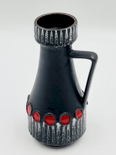 Vase vintage Schlossberg Isle Stéphan noir et rouge