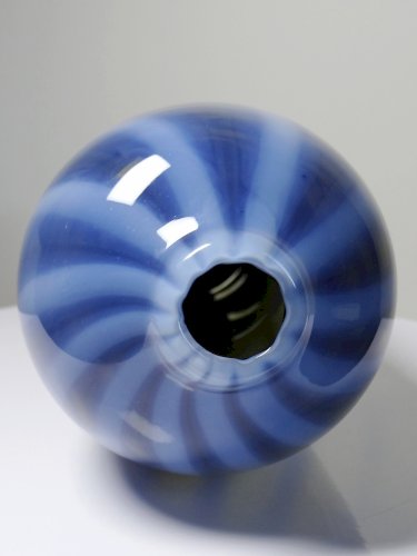 Vase vintage verre fumé doublé d'opaline bulle de savon Murano