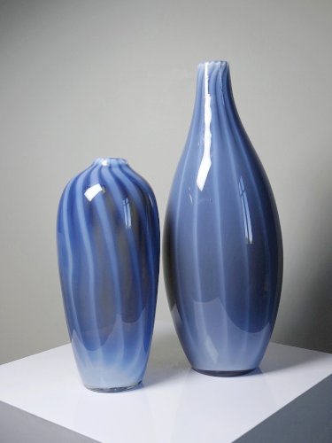 Vase vintage verre fumé doublé d'opaline bulle de savon Murano