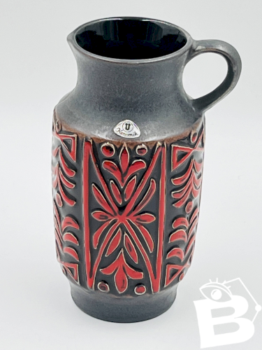 Vase west germany ü keramik relief rouge années 70