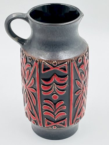 Vase west germany ü keramik relief rouge années 70