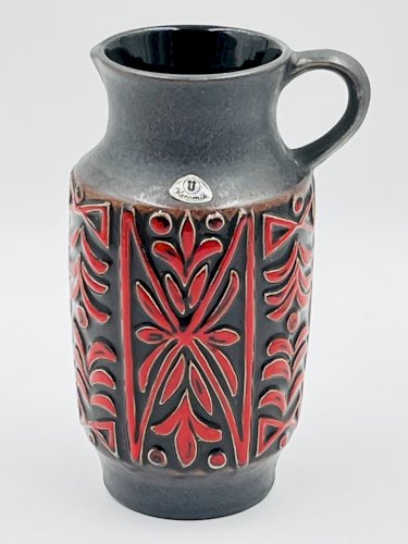 Vase west germany ü keramik relief rouge années 70
