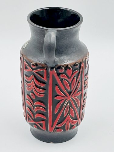 Vase west germany ü keramik relief rouge années 70