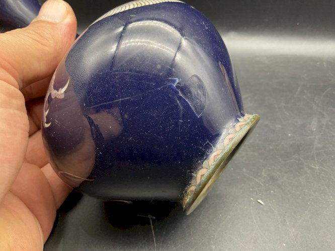 VASES CLOISONNÉS ÉMAILLÉS Japon DRAGON a trois griffes meiji ( 1868-1912 )