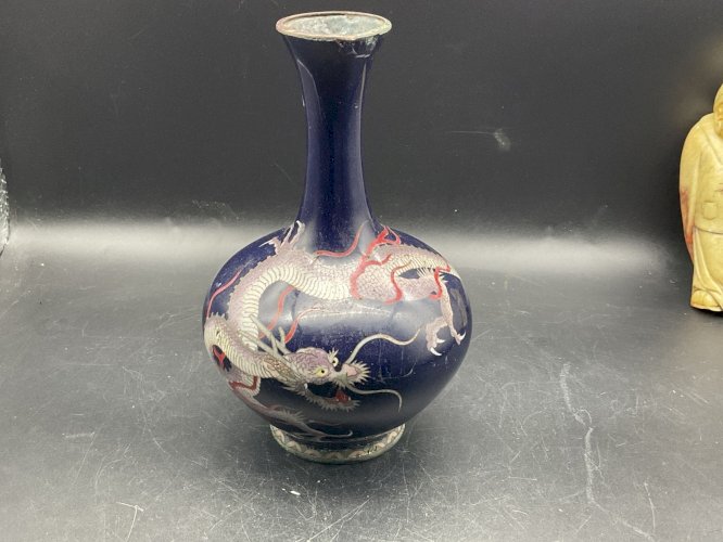 VASES CLOISONNÉS ÉMAILLÉS Japon DRAGON a trois griffes meiji ( 1868-1912 )