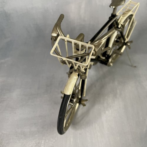 Vélo miniature bicyclette noir et blanc réplique métal et plastique ~20x12.5cm