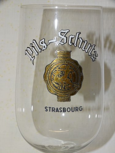 -VERRE A PIED ANCIEN PUBLICITE BIERE PILS SCHULTZ LETTRES EMAILLEES PUB     D