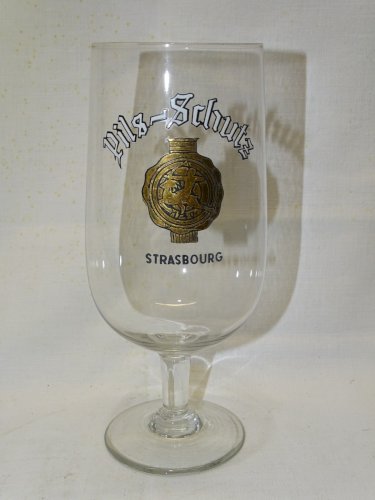 -VERRE A PIED ANCIEN PUBLICITE BIERE PILS SCHULTZ LETTRES EMAILLEES PUB     D