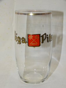 -OLD GLASS ADVERTISEMENT BEER VEGA PILS 1650 GOLD LETTERS AD COLLECTION PUB D
