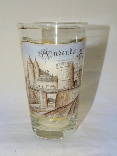 -VERRE ANCIEN SOUVENIR ANDENBEN and METZ DEUTSCHES THOR  CHATEAU EMAILLE émail D