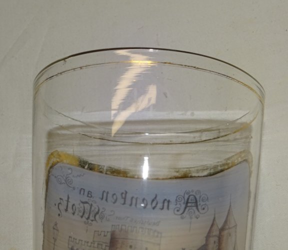 -VERRE ANCIEN SOUVENIR ANDENBEN and METZ DEUTSCHES THOR  CHATEAU EMAILLE émail D
