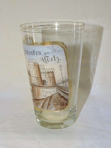 -VERRE ANCIEN SOUVENIR ANDENBEN and METZ DEUTSCHES THOR  CHATEAU EMAILLE émail D