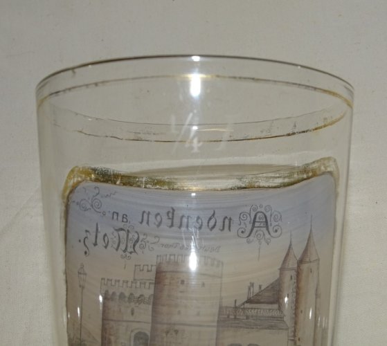 -VERRE ANCIEN SOUVENIR ANDENBEN and METZ DEUTSCHES THOR  CHATEAU EMAILLE émail D