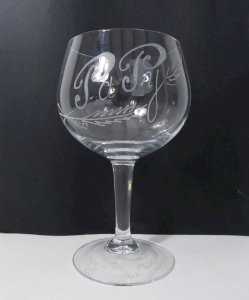 vintage engraved crystal goblet