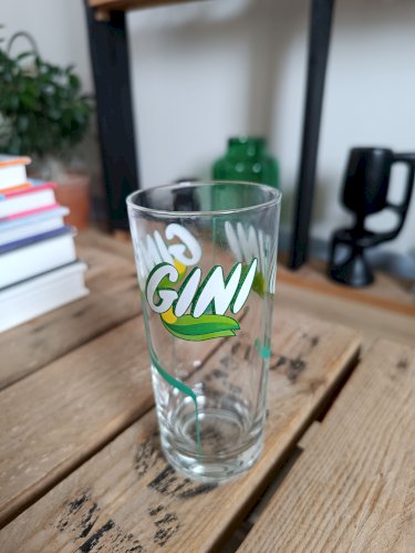 Verre publicitaire soda Gini 