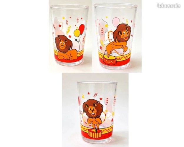 verre vintage cirque lion