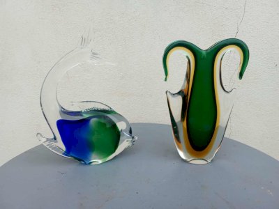  Verreries de Murano multicolores – Vase & Poisson –  