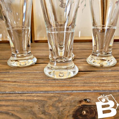 Verres à anisette bistrot vintage, joli liseré gravé (lot de 4)