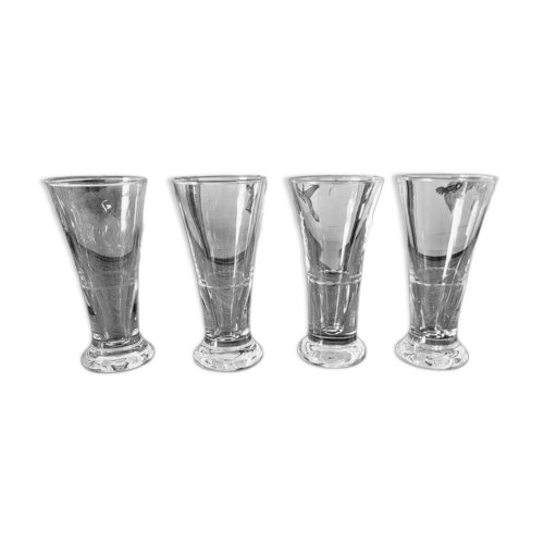 Verres à anisette bistrot vintage, joli liseré gravé (lot de 4)