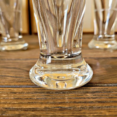 Verres à anisette bistrot vintage, joli liseré gravé (lot de 4)