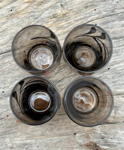 Verres à digestif rétro vintage en verre ambré